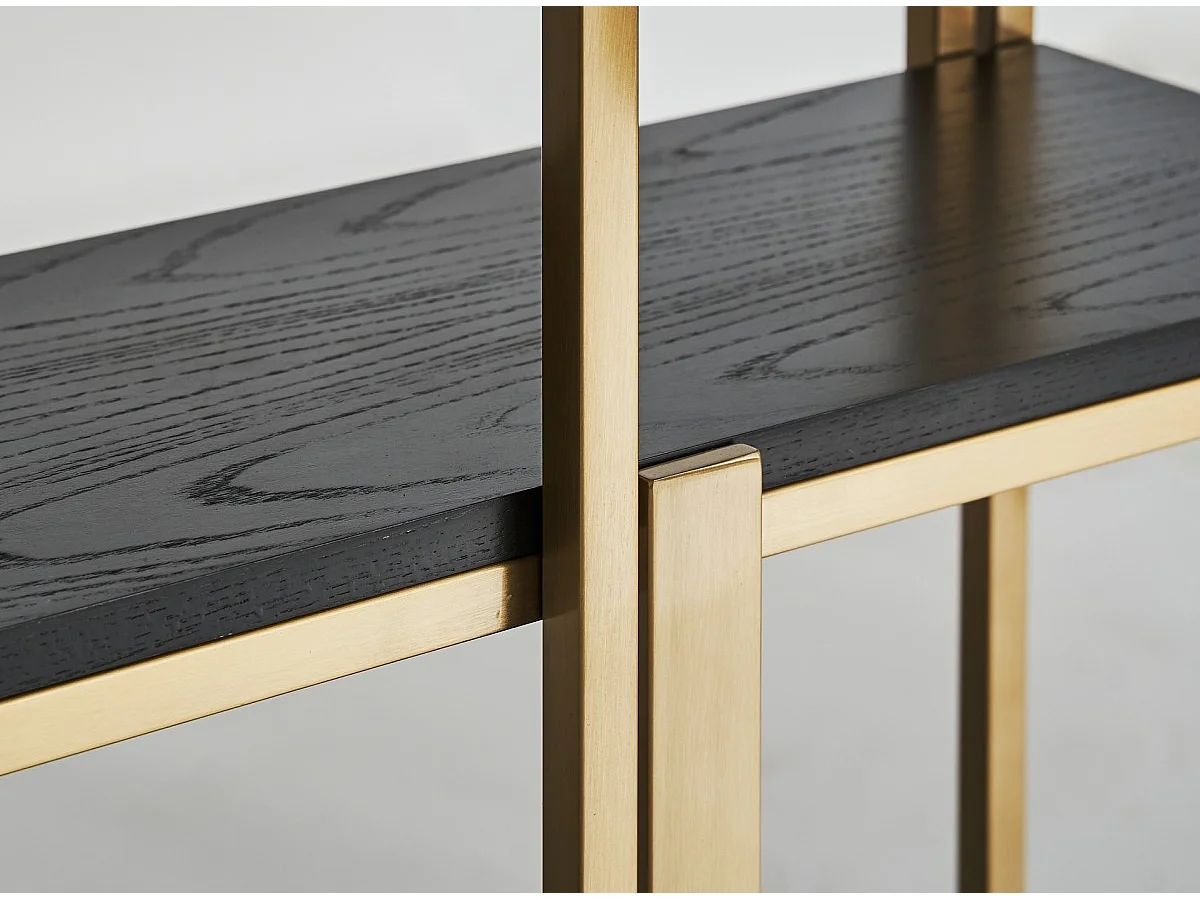 Estantería Karia estilo art decó de acero dorado y madera maciza marrón 120 cm