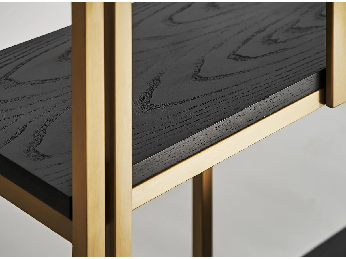 Estantería Karia estilo art decó de acero dorado y madera maciza marrón 120 cm