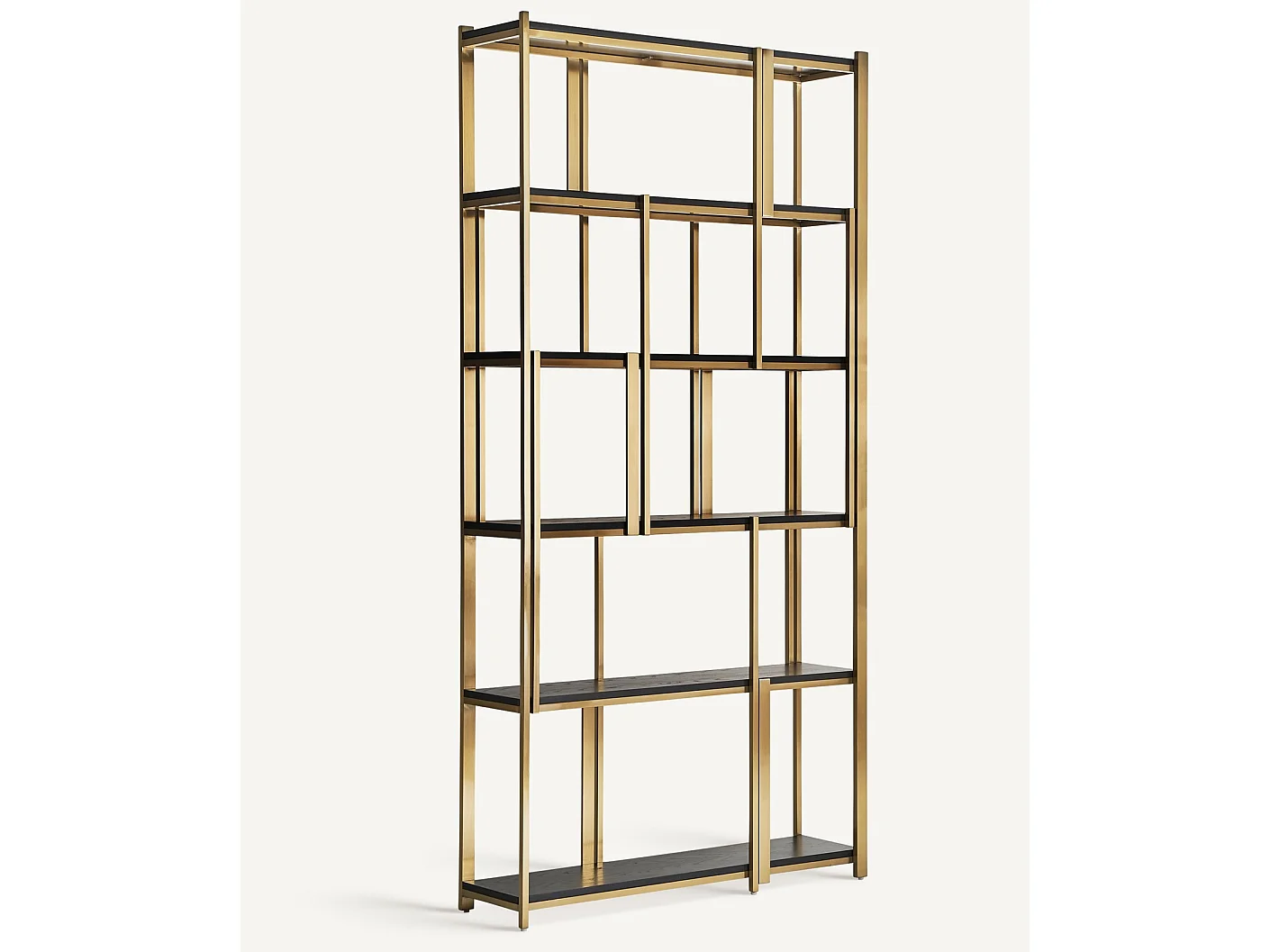 Estantería Karia estilo art decó de acero dorado y madera maciza marrón 120 cm