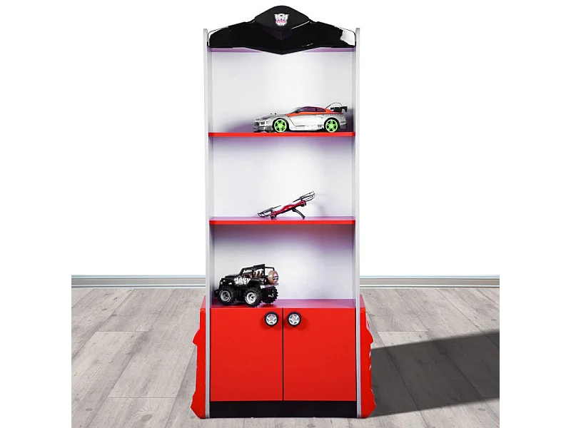 Bibliothèque enfant rouge Pilote de course