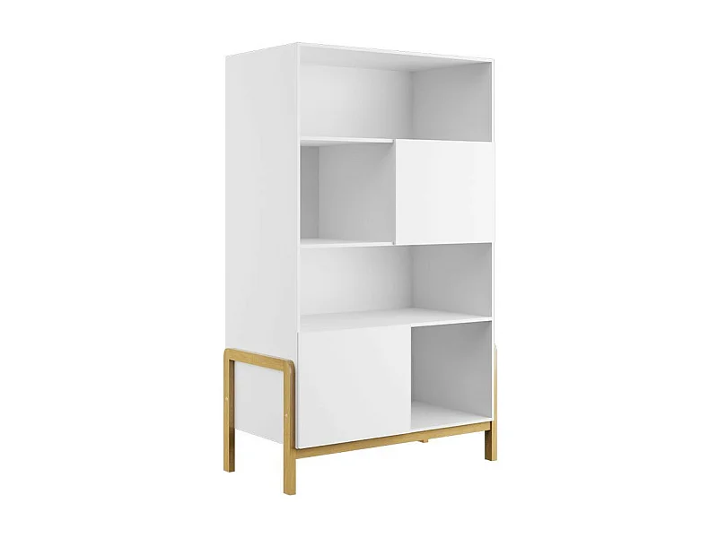 Bibliothèque scandinave blanche et pieds en bois de chêne Vanka