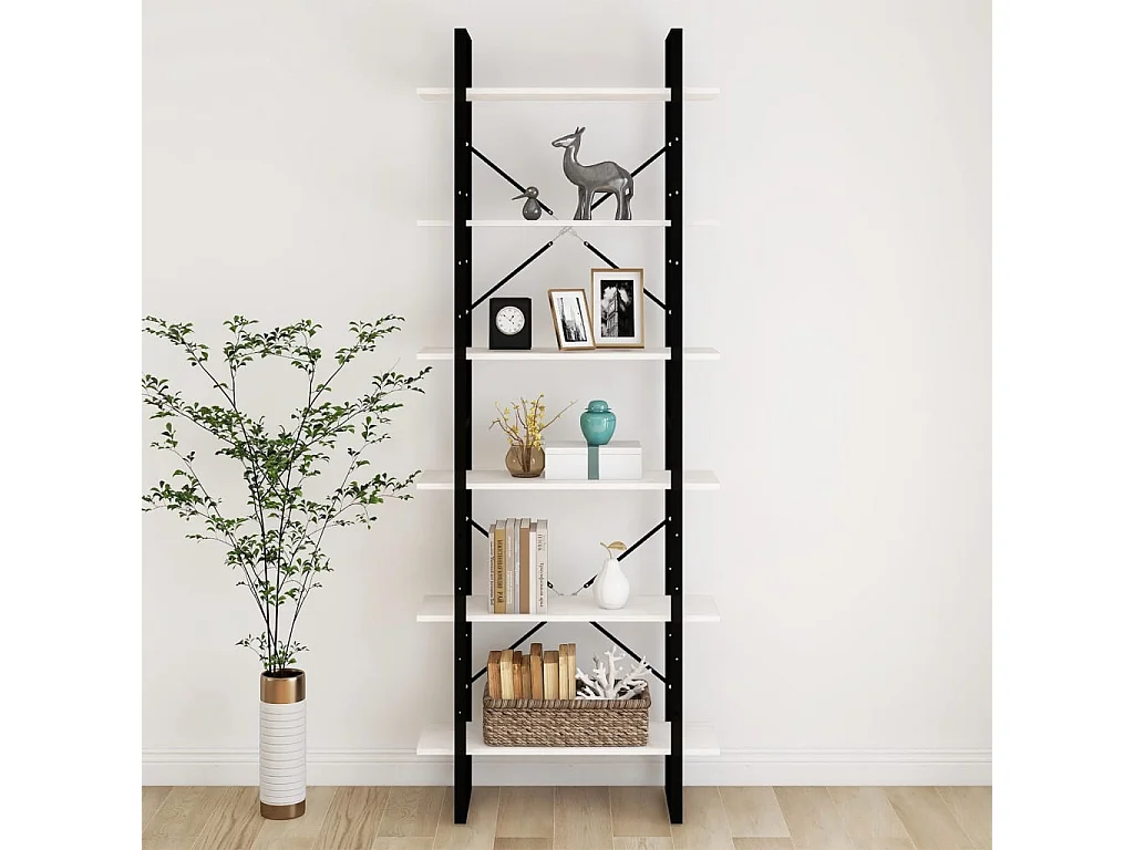 Armoire haute Blanc 80x30x210 Bois de pin solide