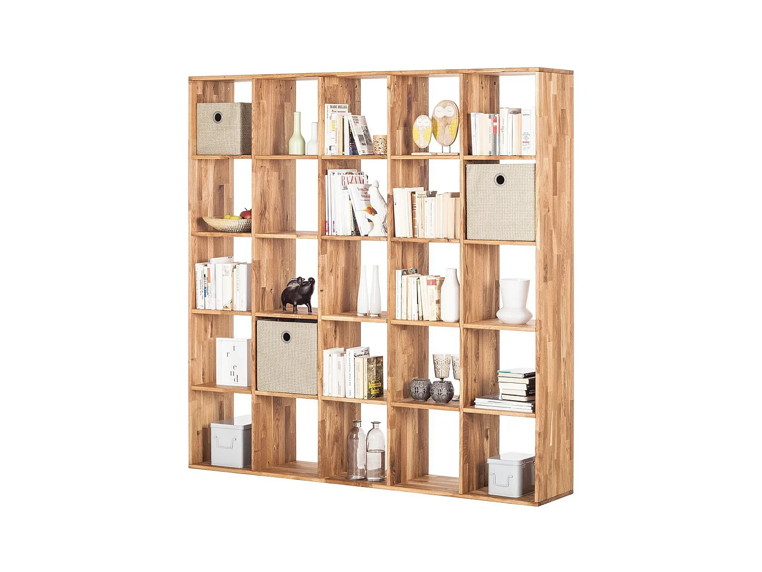 Bibliothèque en bois de chêne massif 25 compartiments Moby 187cm