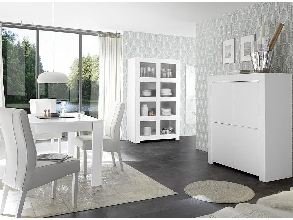 Bibliothèque 4 niveaux bois laqué blanc mat Napan