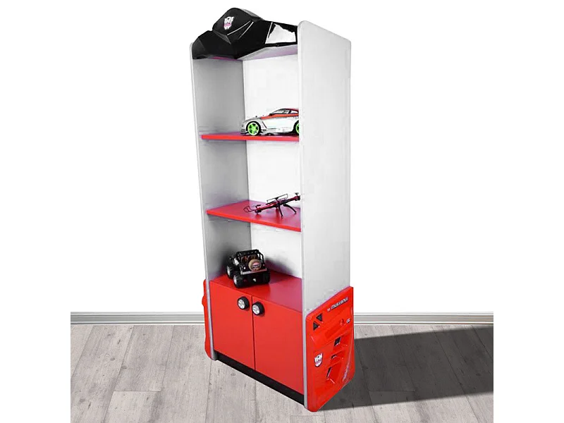 Bibliothèque enfant blanc Pilote de course