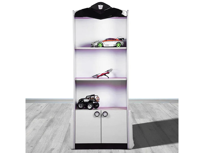 Bibliothèque enfant blanc Pilote de course