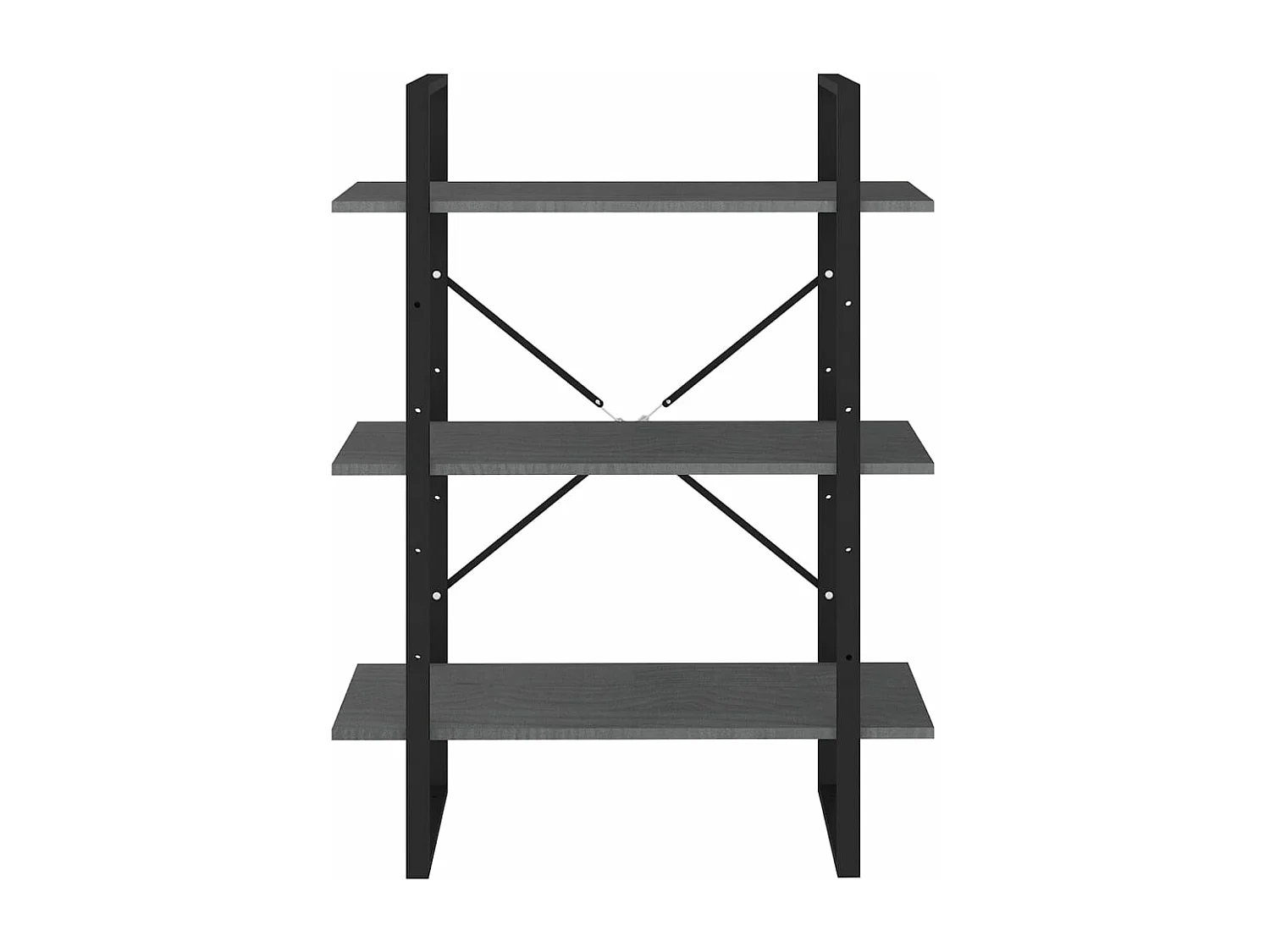 Bibliothèque à 3 niveaux Gris 80x30x105 Bois de pin massif