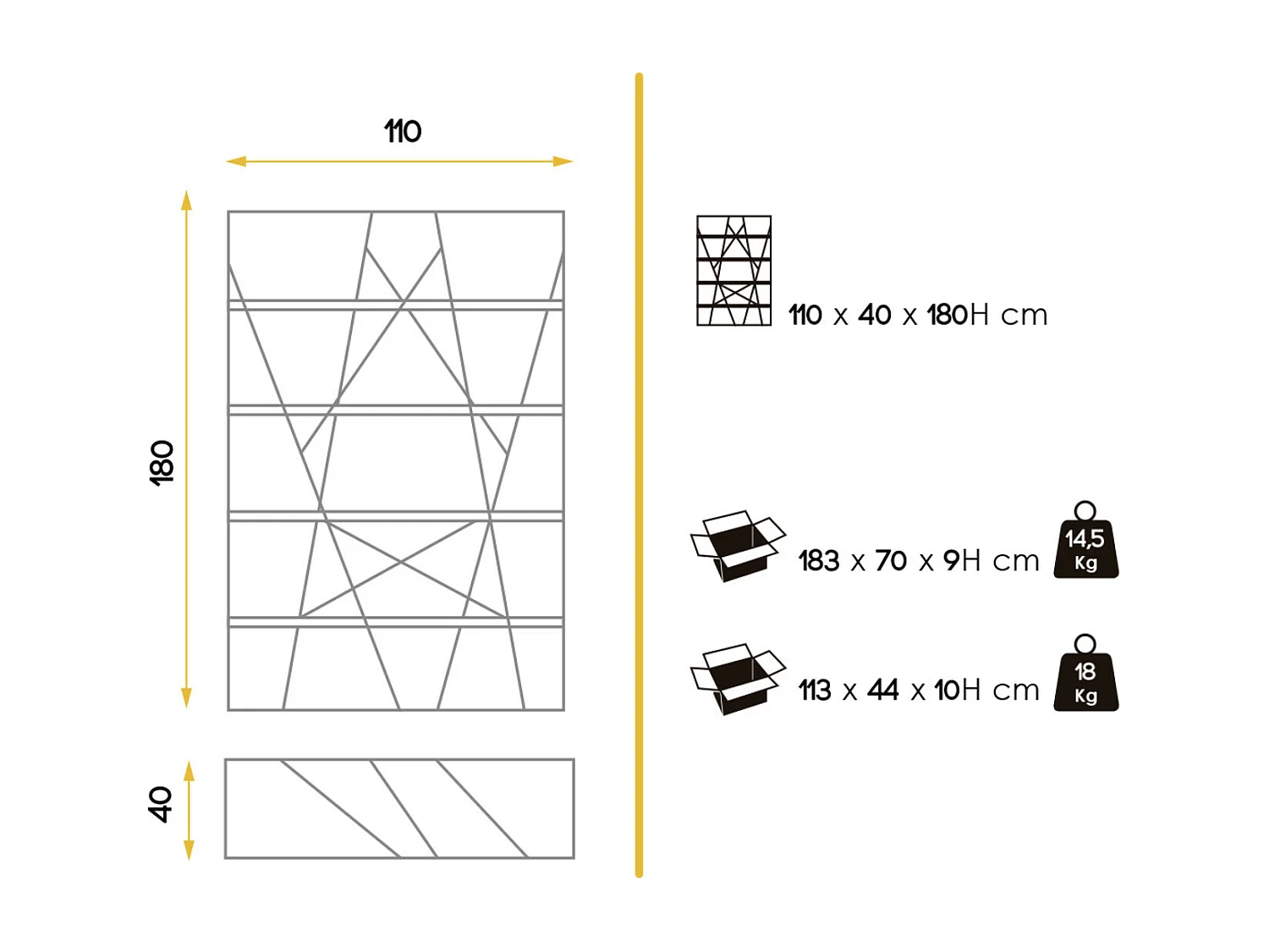 Boekenkast met 4 planken in walnoothout en zwart metaal Vamika 110 cm