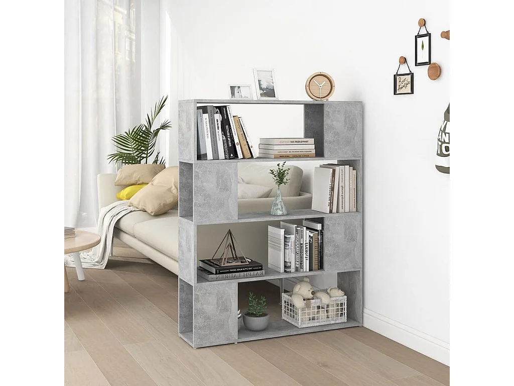 Bibliothèque-Séparateur de pièce Gris béton 100x24x124