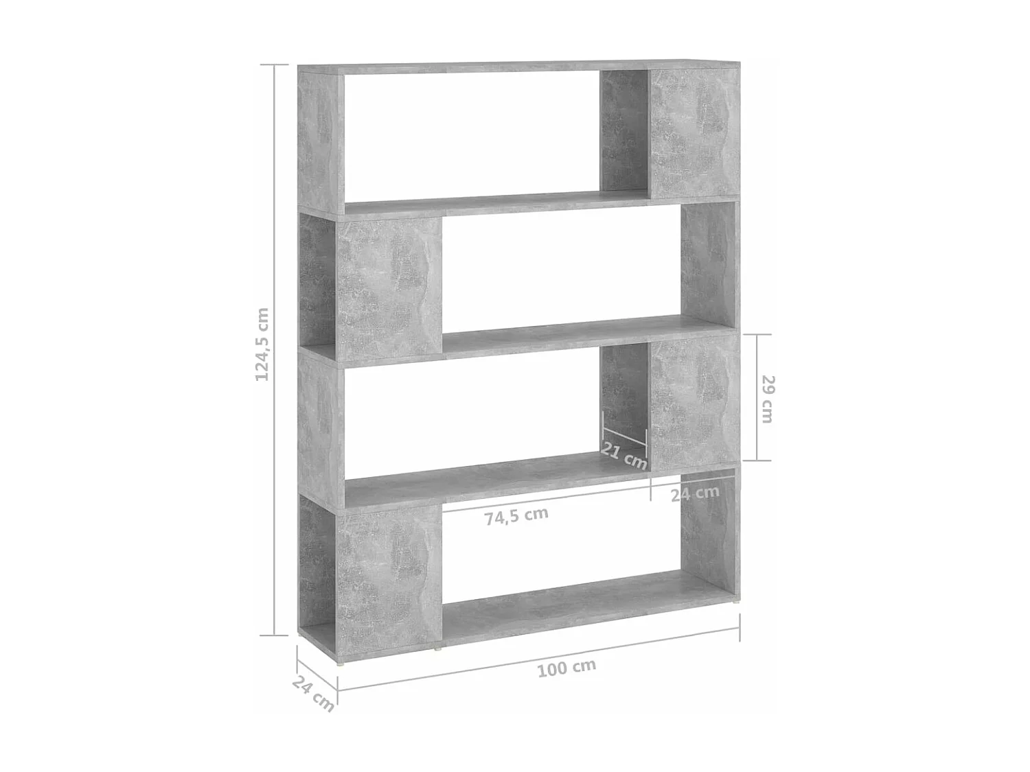 Bibliothèque-Séparateur de pièce Gris béton 100x24x124