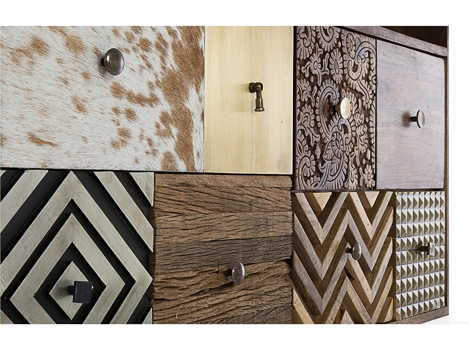 Bibliothèque avec étagères et 2 portes multi matières colorées Doki 100cm