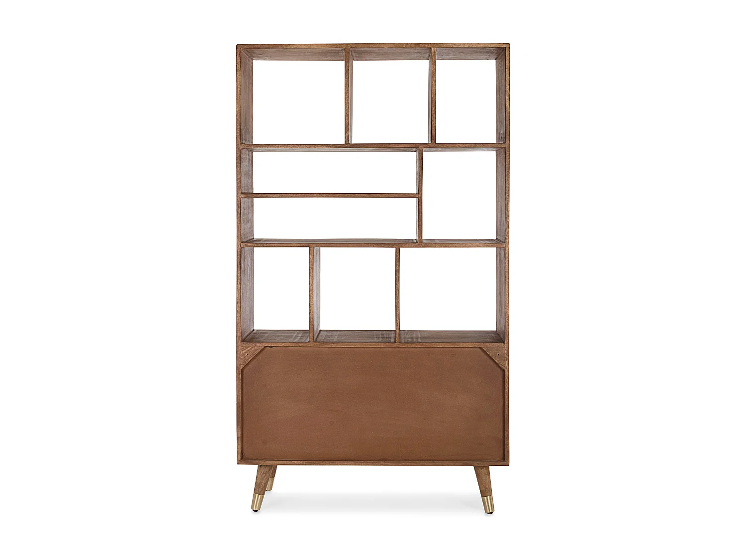 Bibliothèque avec étagères et 2 portes multi matières colorées Doki 100cm