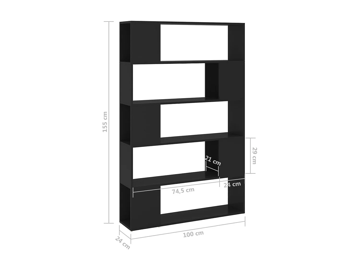 Bibliothèque Séparateur de pièce Noir 100x24x155