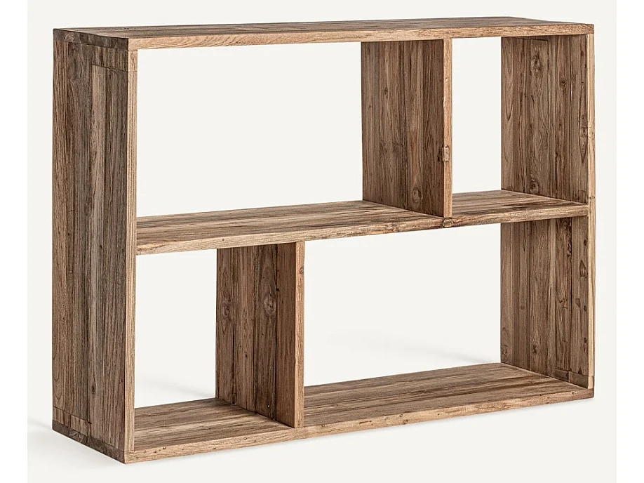 Bibliothèque bois massif naturel vieilli style colonial Rubha 100cm