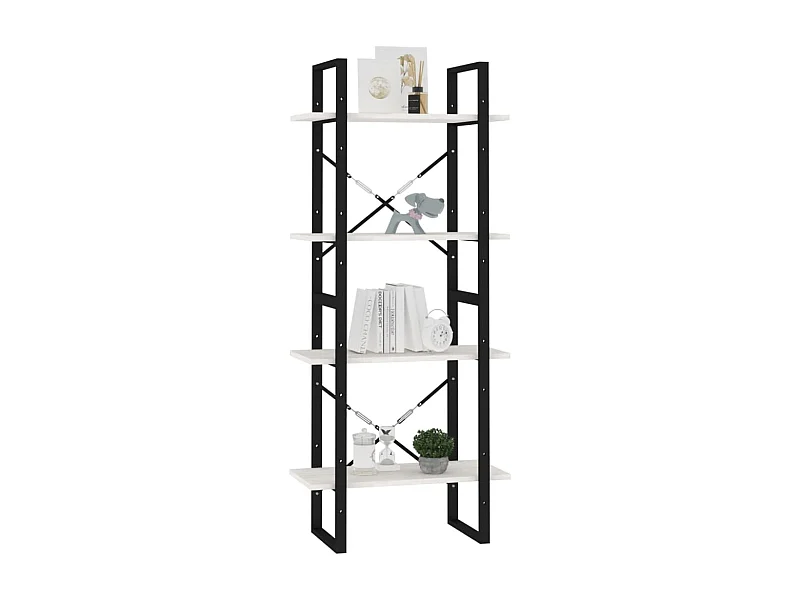 Bibliothèque à 4 niveaux Blanc 60x30x140 Bois de pin massif