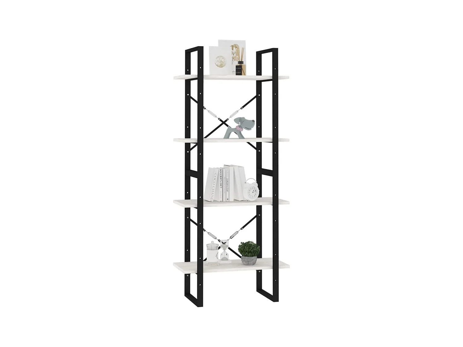 Bibliothèque à 4 niveaux Blanc 60x30x140 Bois de pin massif