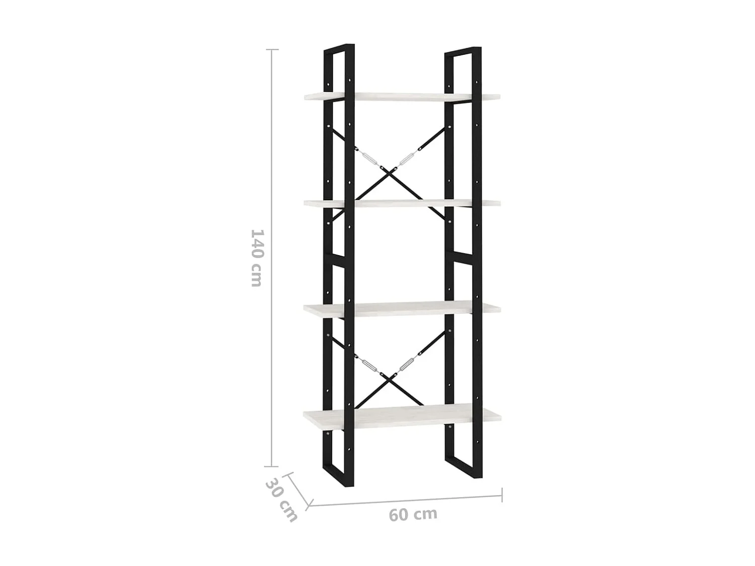 Bibliothèque à 4 niveaux Blanc 60x30x140 Bois de pin massif