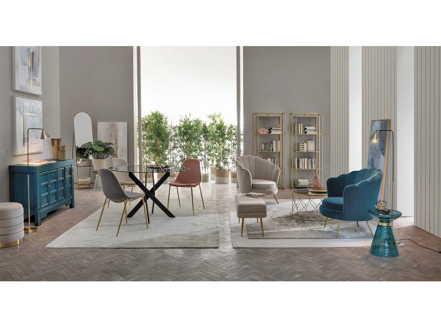 Bibliothèque en acier doré Loukor