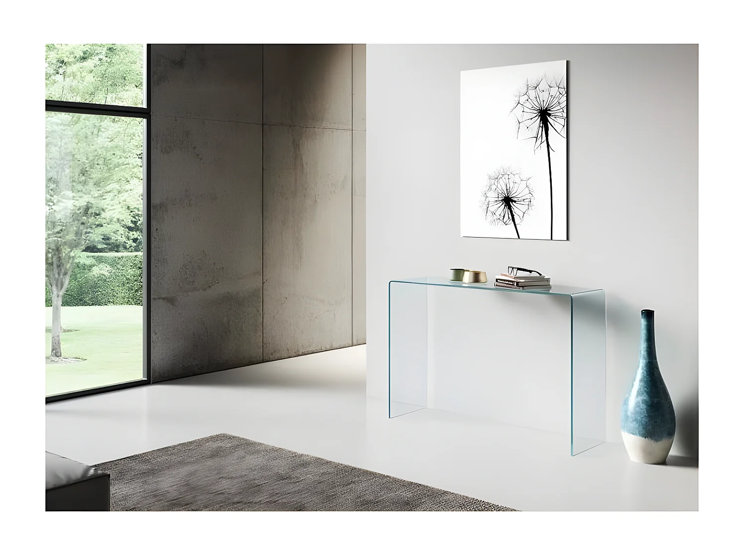 Console verre trempé transparent Kays 100cm