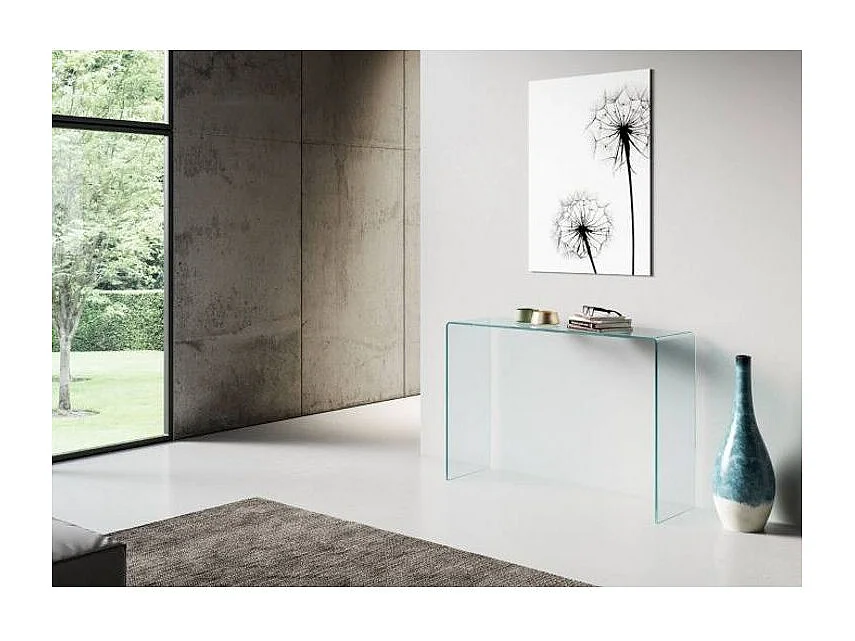 Console verre trempé transparent Kays 100cm