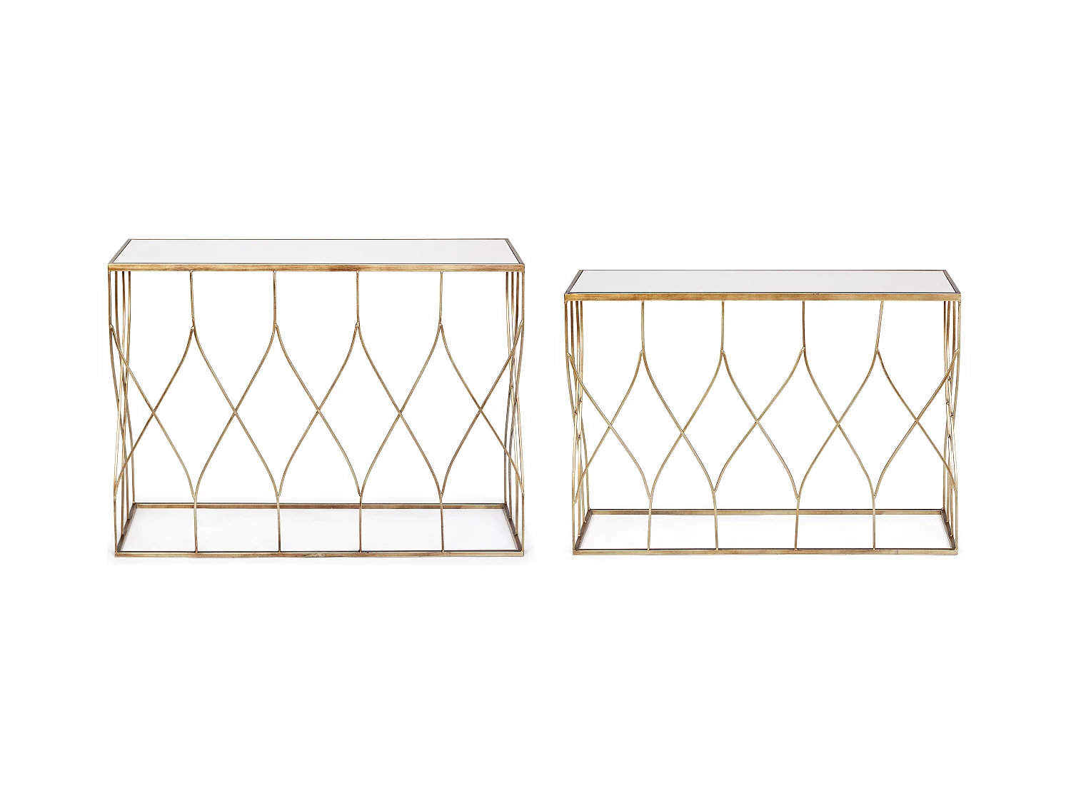 Console en acier doré et miroir Louanor - Lot de 2
