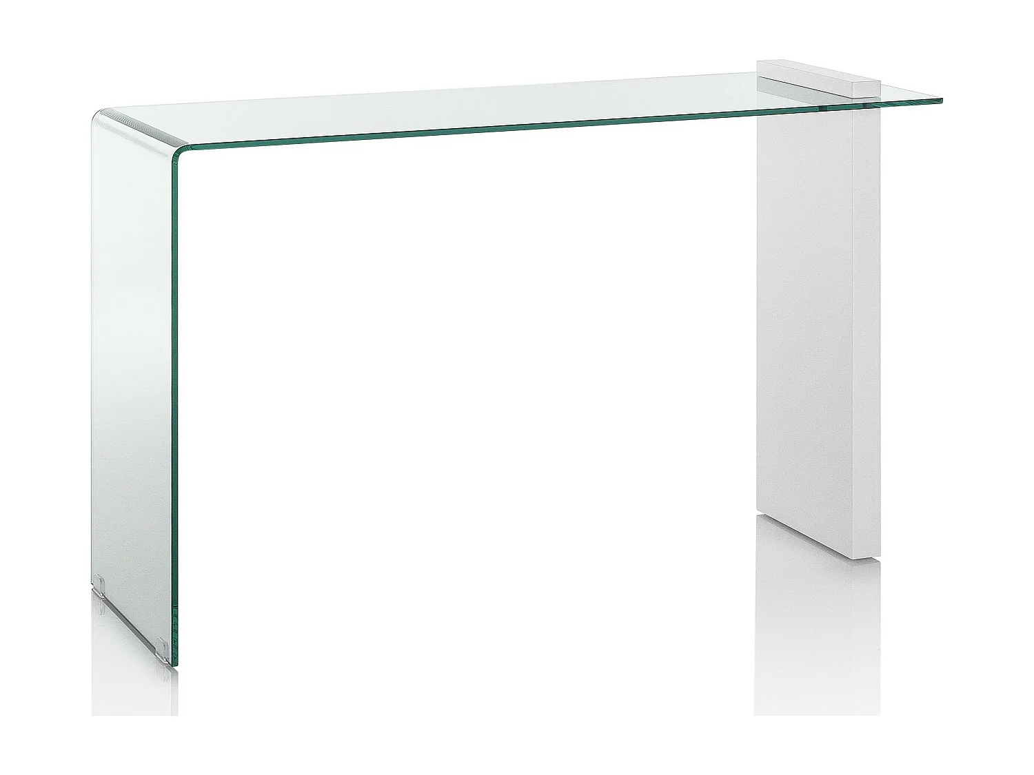 Console transparant glas en witte houten poot Luni L 120 cm