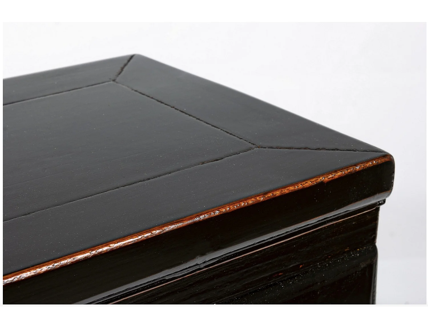 Console en bois d'orme noir 3 tiroirs Juan 128cm