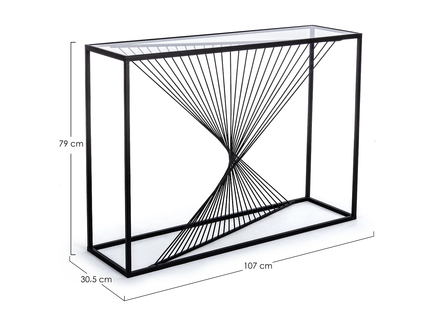Console rectangle verre trempé et pieds en acier Robie L 107cm
