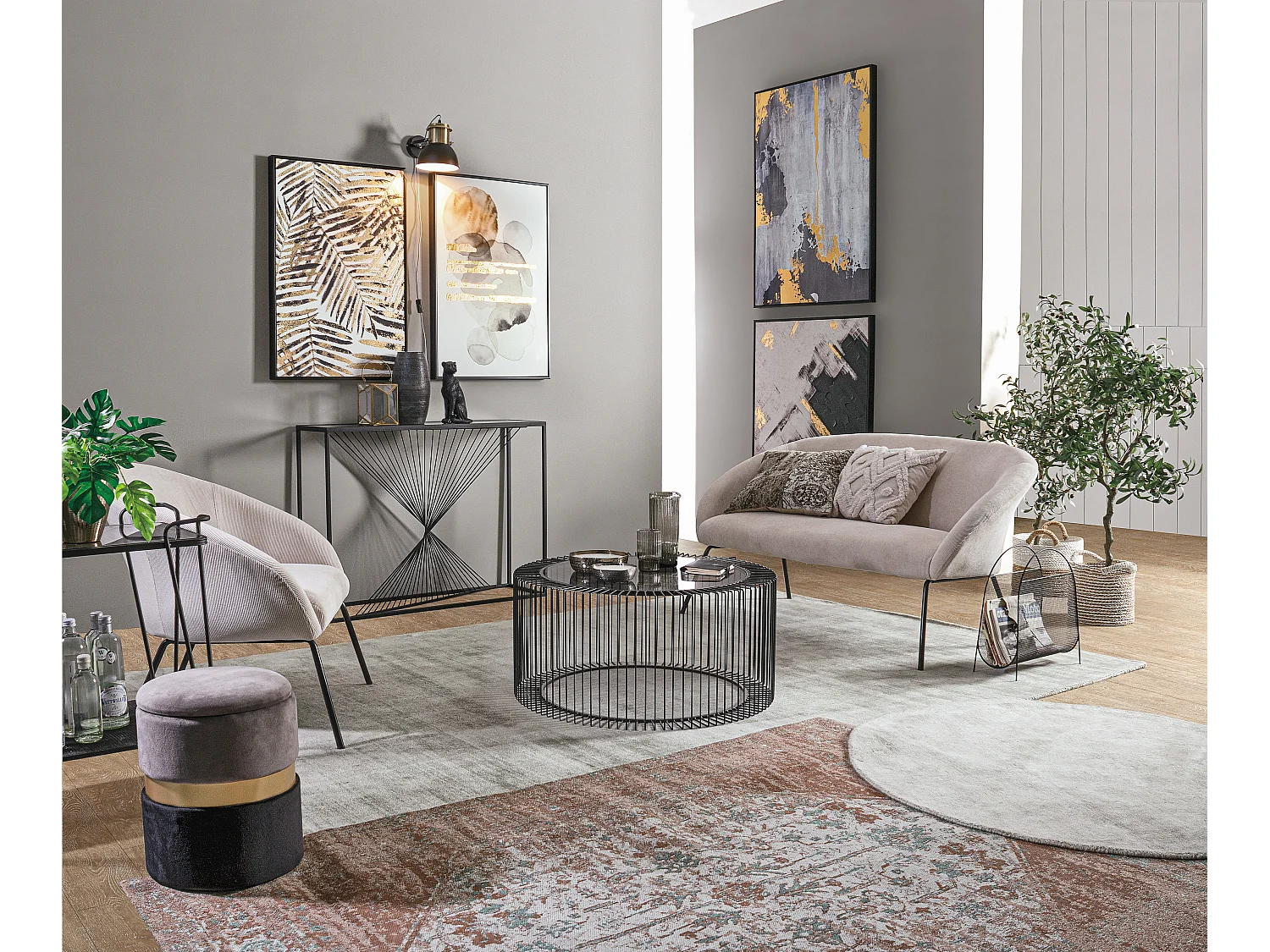 Console rectangle verre trempé et pieds en acier Robie L 107cm