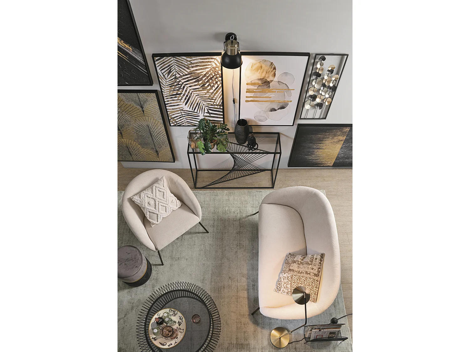 Console rectangle verre trempé et pieds en acier Robie L 107cm