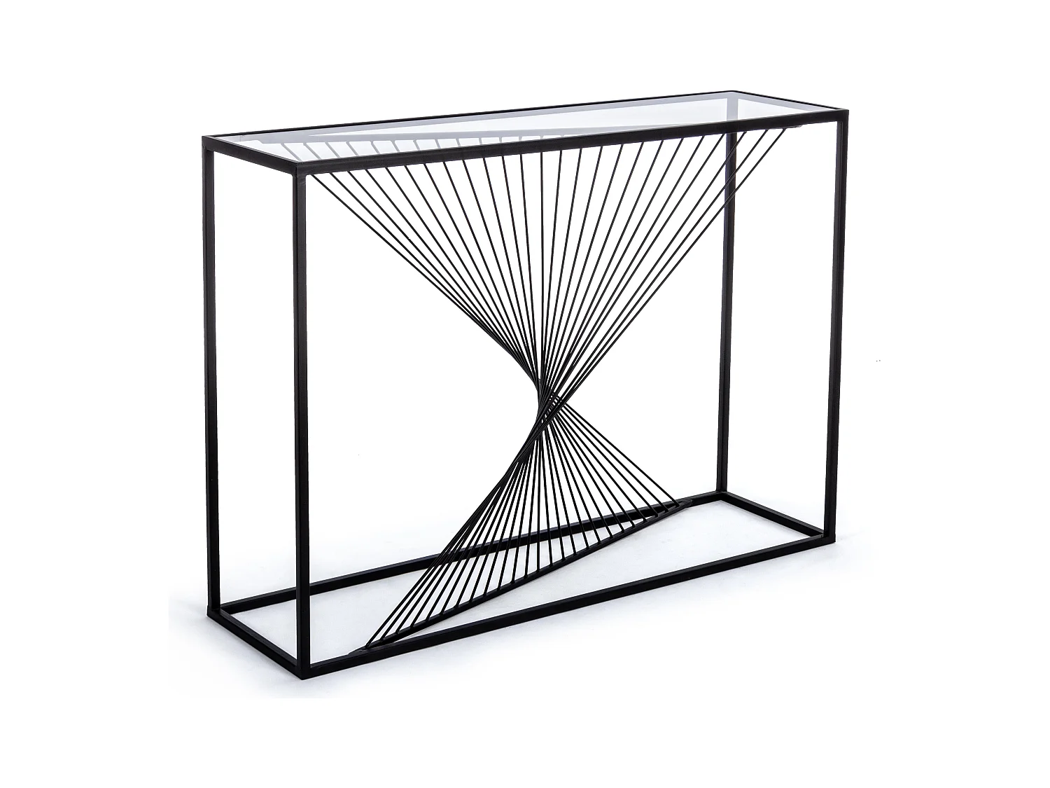Console rectangle verre trempé et pieds en acier Robie L 107cm