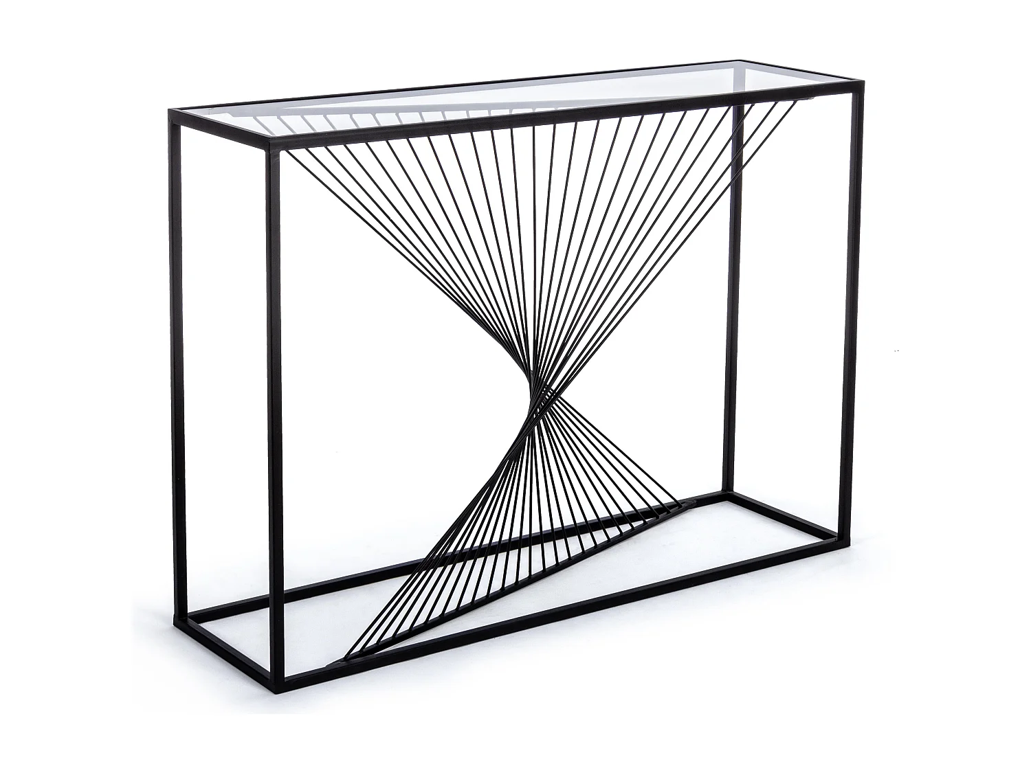 Console rectangle verre trempé et pieds en acier Robie L 107cm