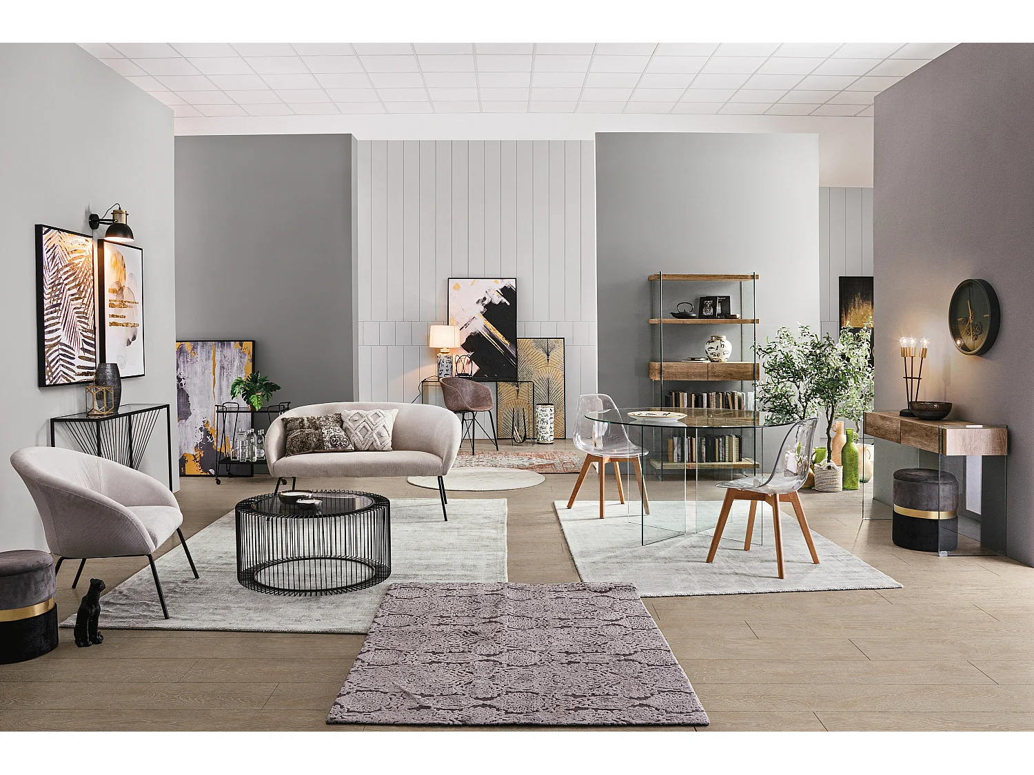 Console rectangle verre trempé et pieds en acier Robie L 107cm