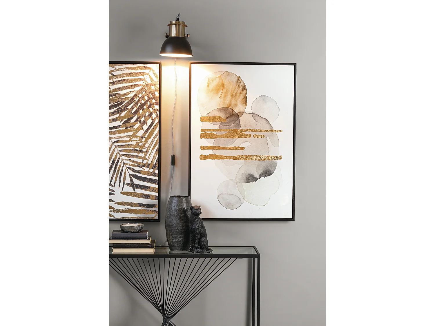 Console rectangle verre trempé et pieds en acier Robie L 107cm