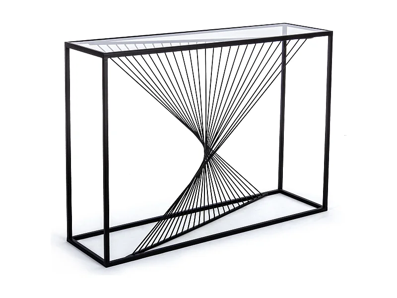 Console rectangle verre trempé et pieds en acier Robie L 107cm