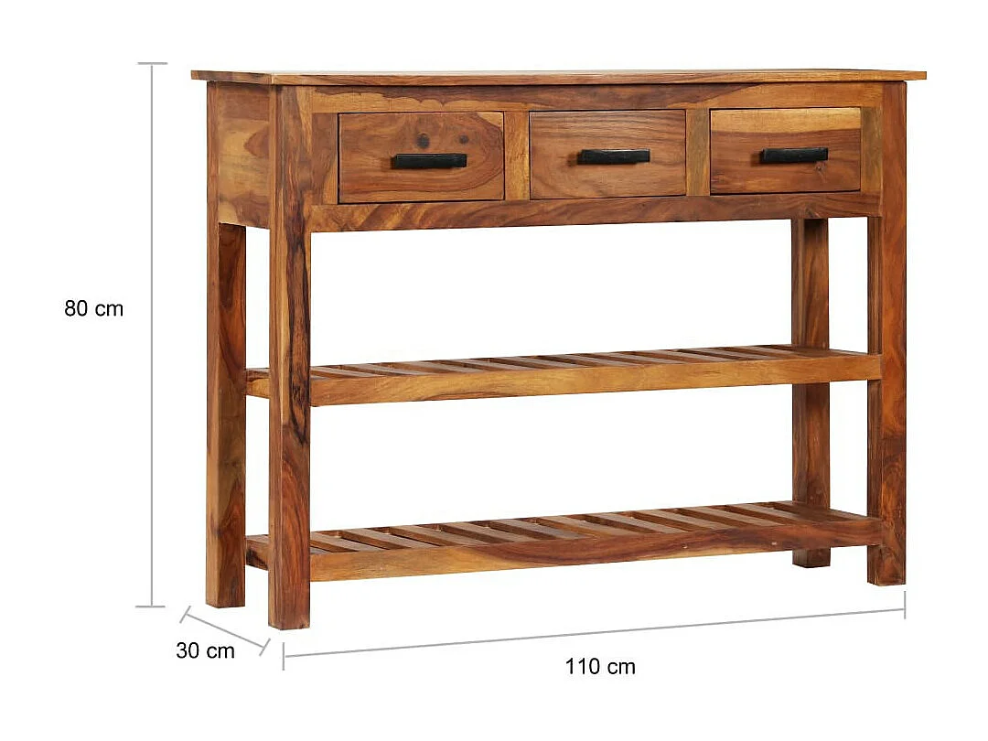 Console 3 tiroirs sesham massif foncé Balima