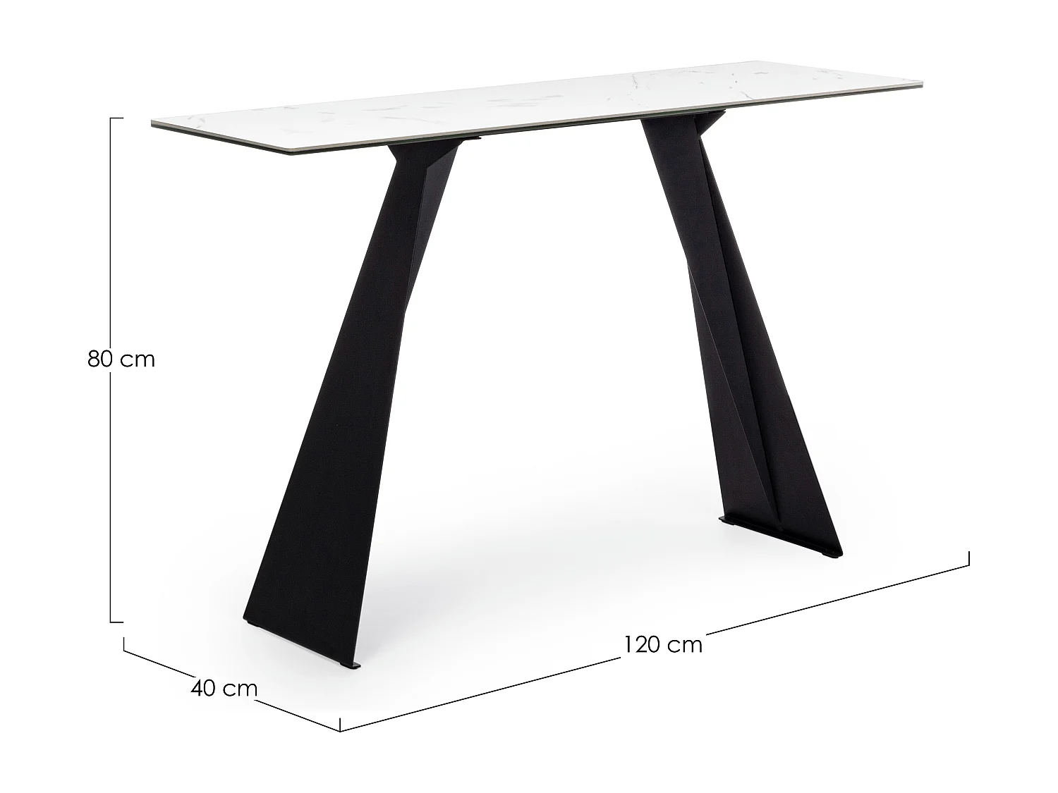 Console en céramique et pieds en acier bicolore Baba 120cm