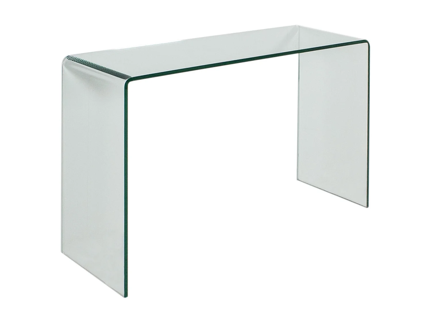 Smalle gebogen glazen console tafel 120x40x80 cm