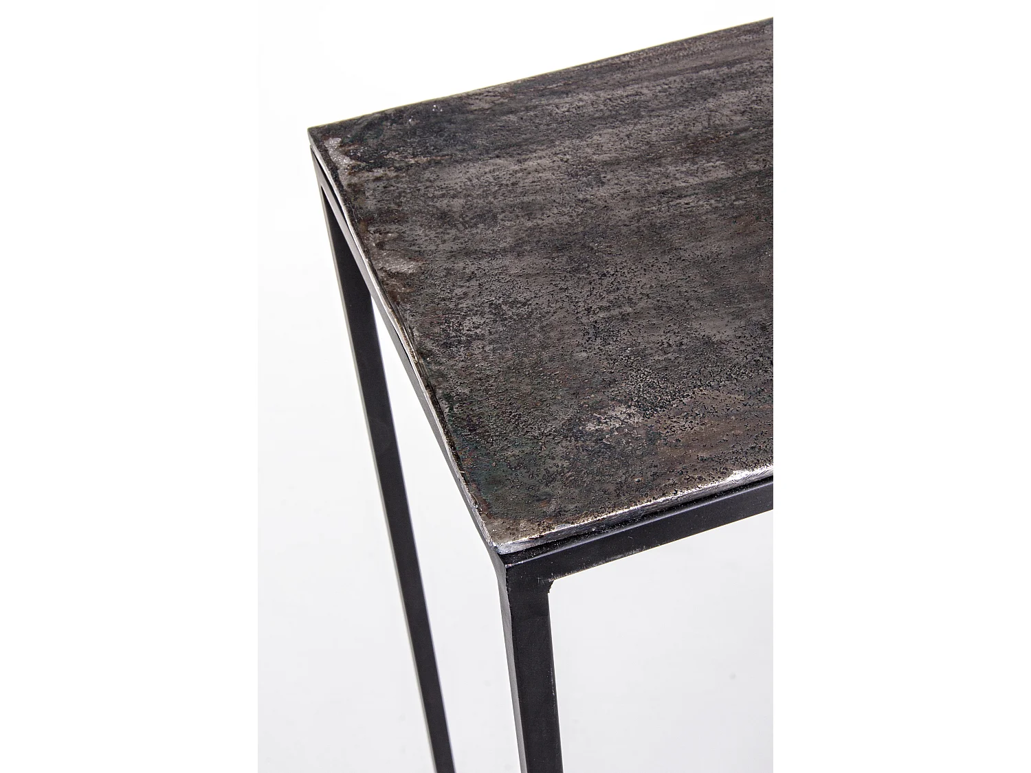 Rechthoekige aluminium console en Ama stalen poten - Set van 2