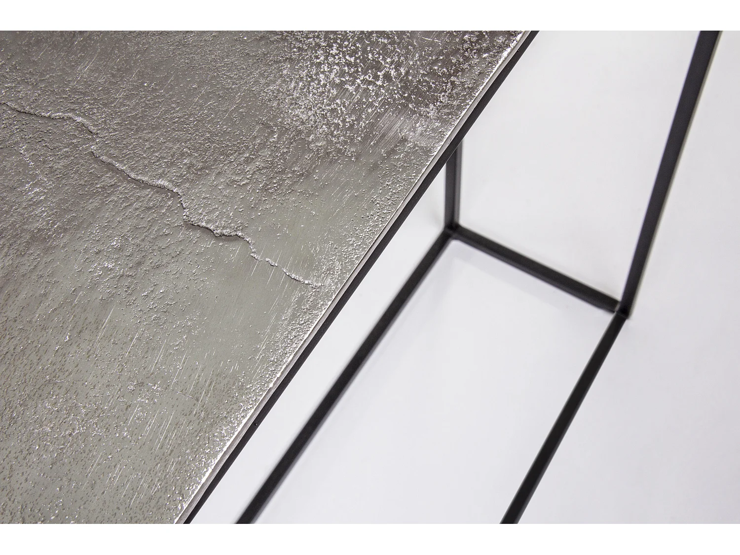 Rechthoekige aluminium console en Ama stalen poten - Set van 2