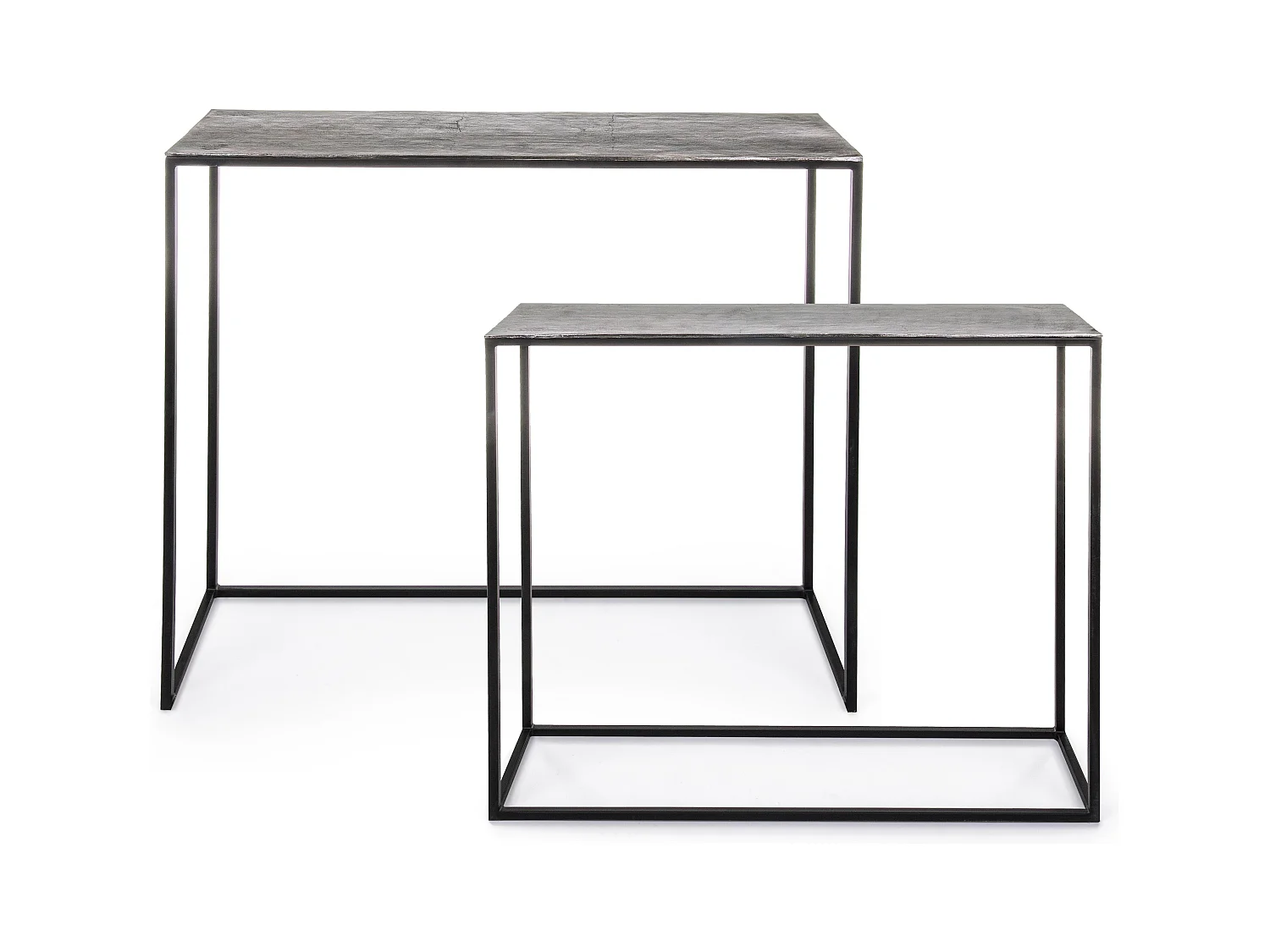 Console rectangle en aluminium et pieds en acier Ama - Lot de 2