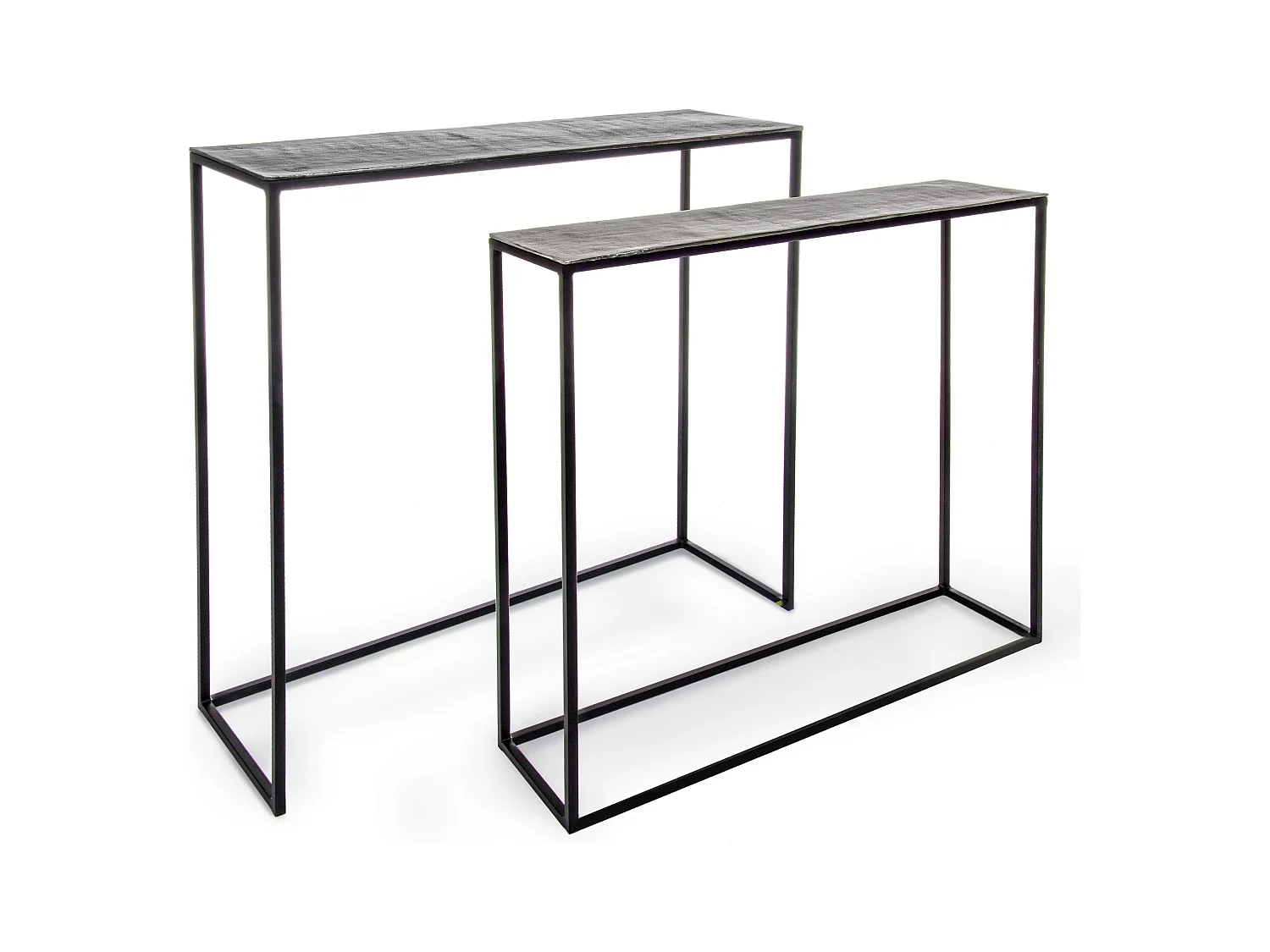 Console rectangle en aluminium et pieds en acier Ama - Lot de 2