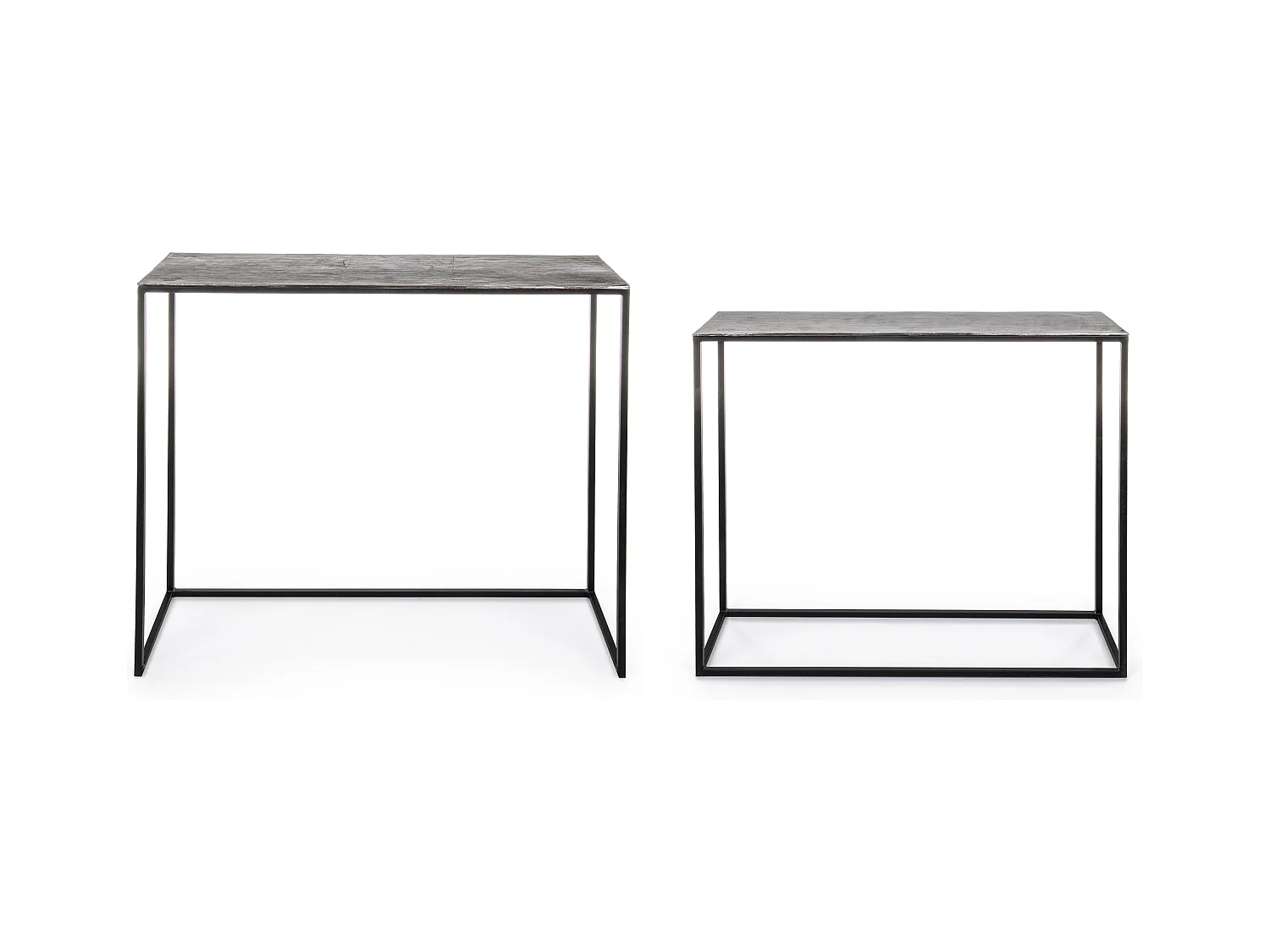 Console rectangle en aluminium et pieds en acier Ama - Lot de 2