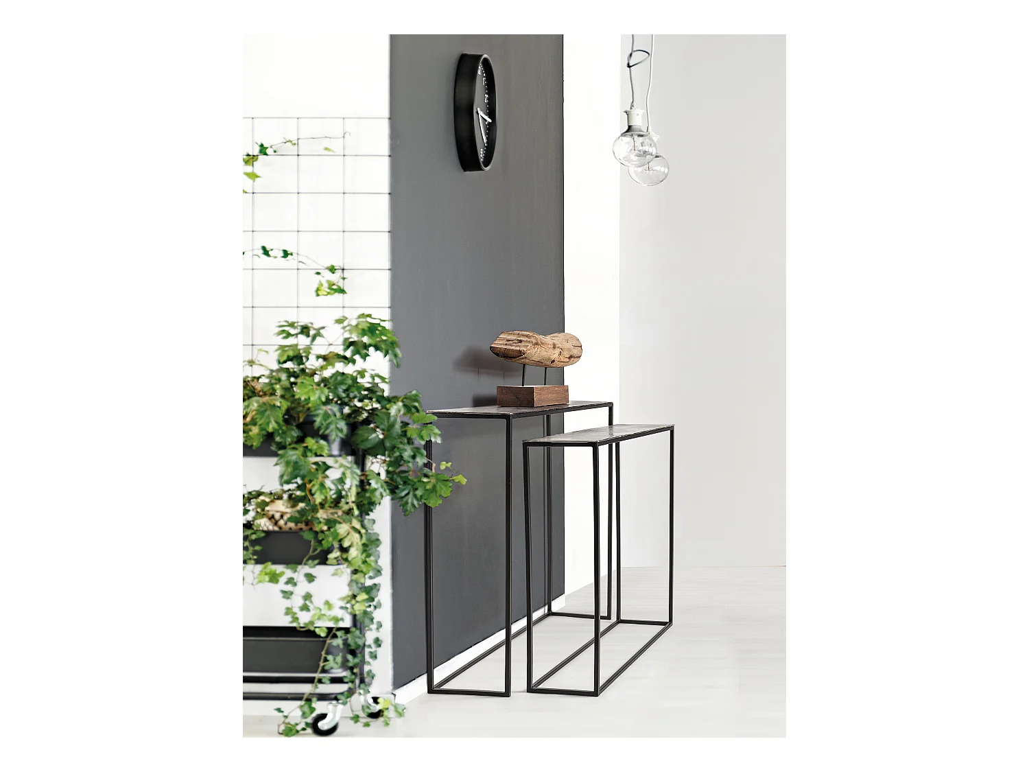 Console rectangle en aluminium et pieds en acier Ama - Lot de 2