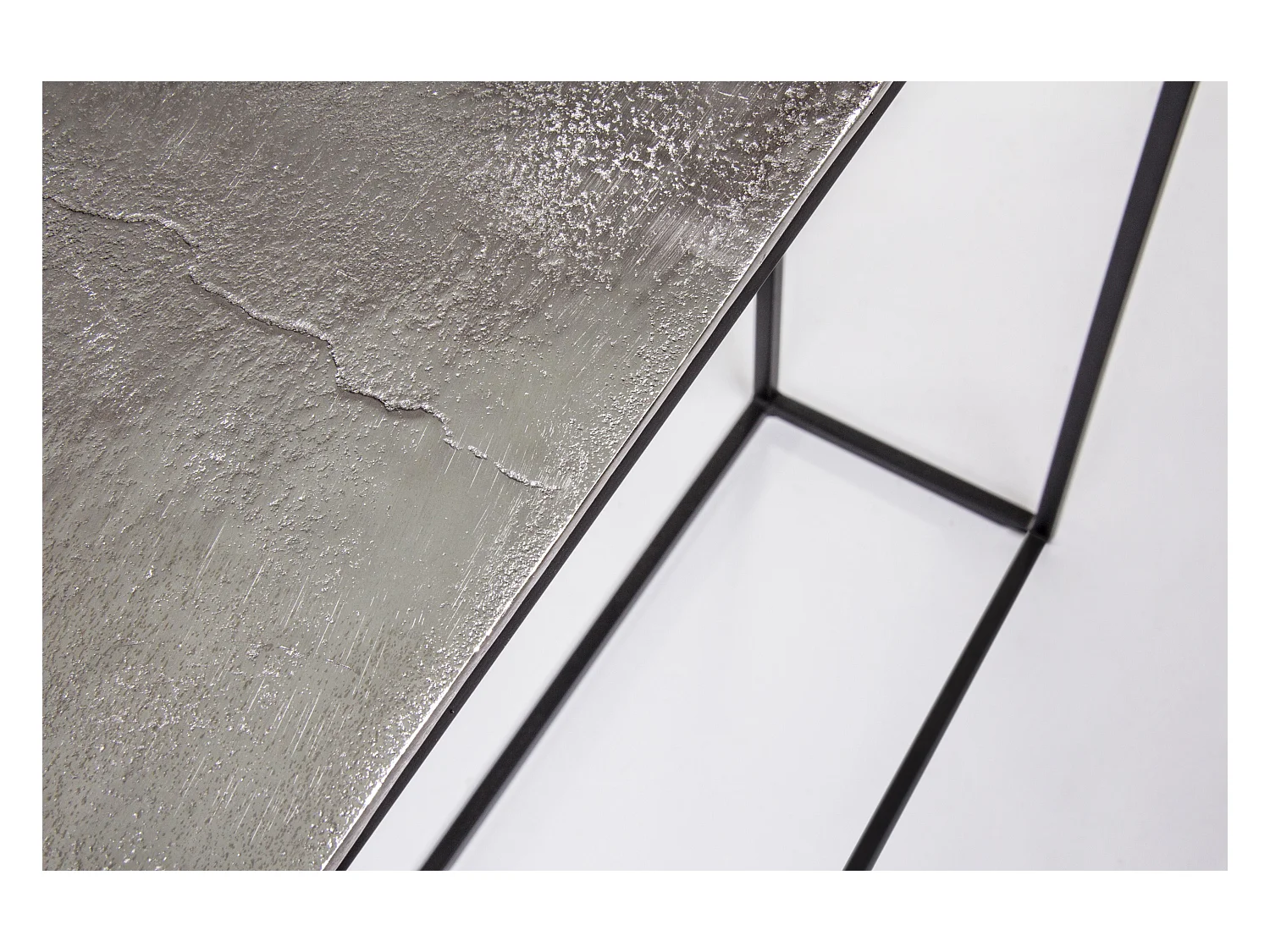 Console rectangle en aluminium et pieds en acier Ama - Lot de 2