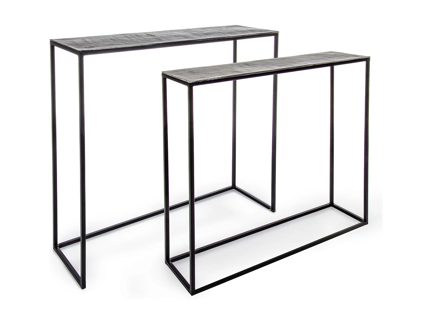 Console rectangle en aluminium et pieds en acier Ama - Lot de 2