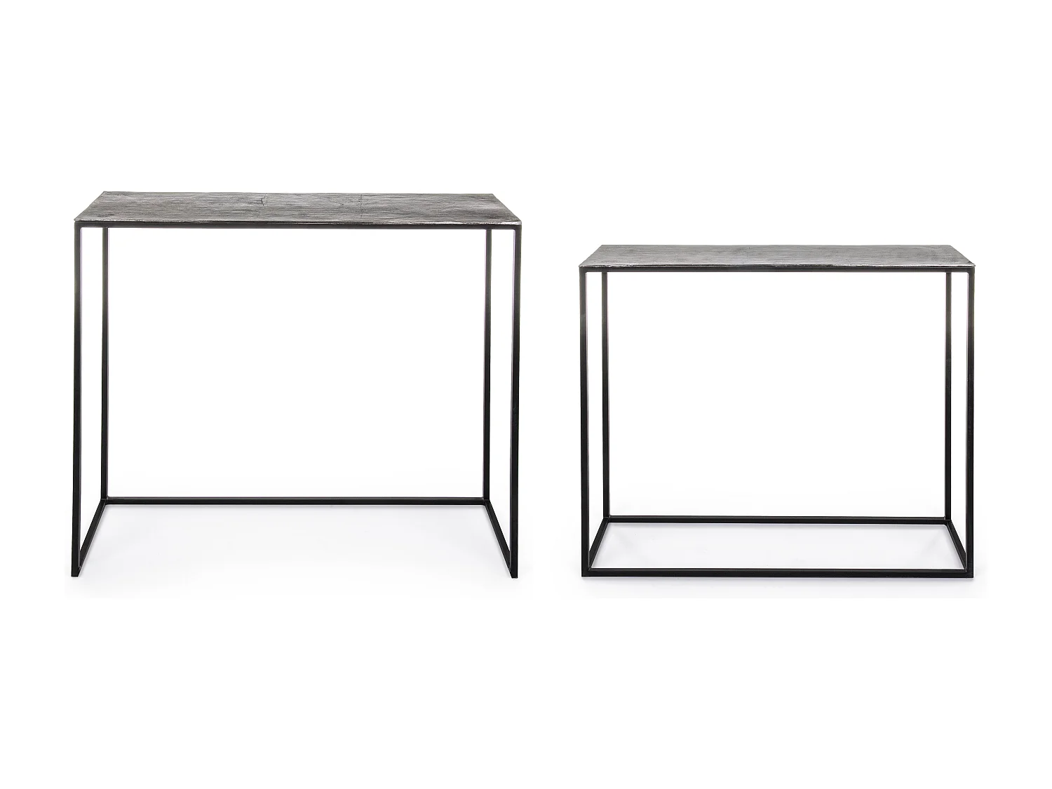 Console rectangle en aluminium et pieds en acier Ama - Lot de 2
