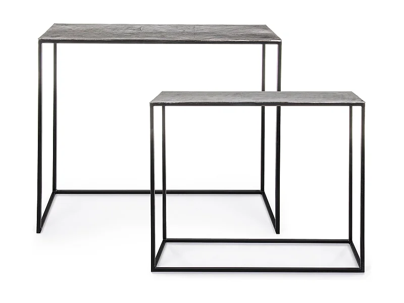 Console rectangle en aluminium et pieds en acier Ama - Lot de 2