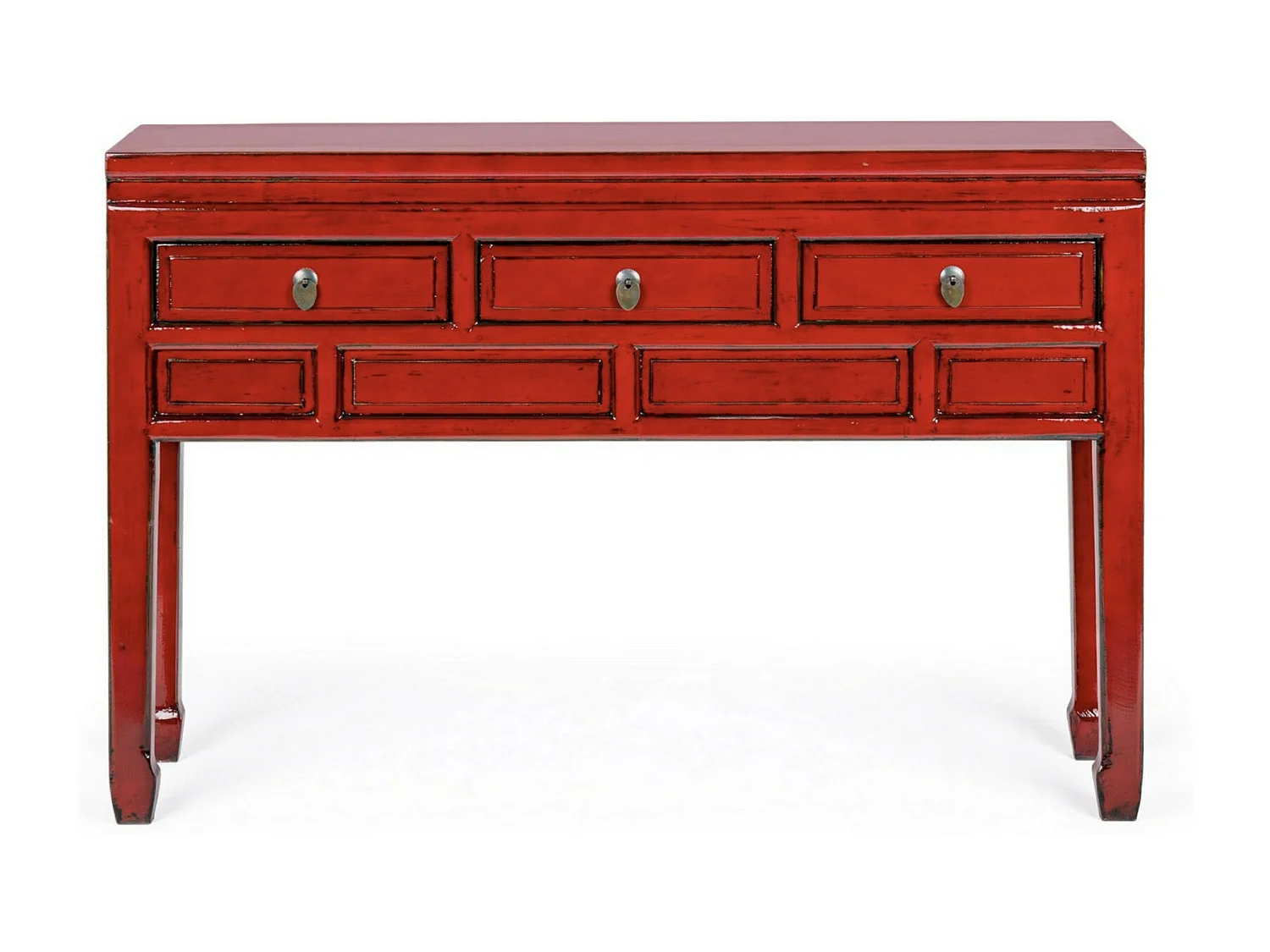 Console en bois d'orme rouge 3 tiroirs Juan 128cm