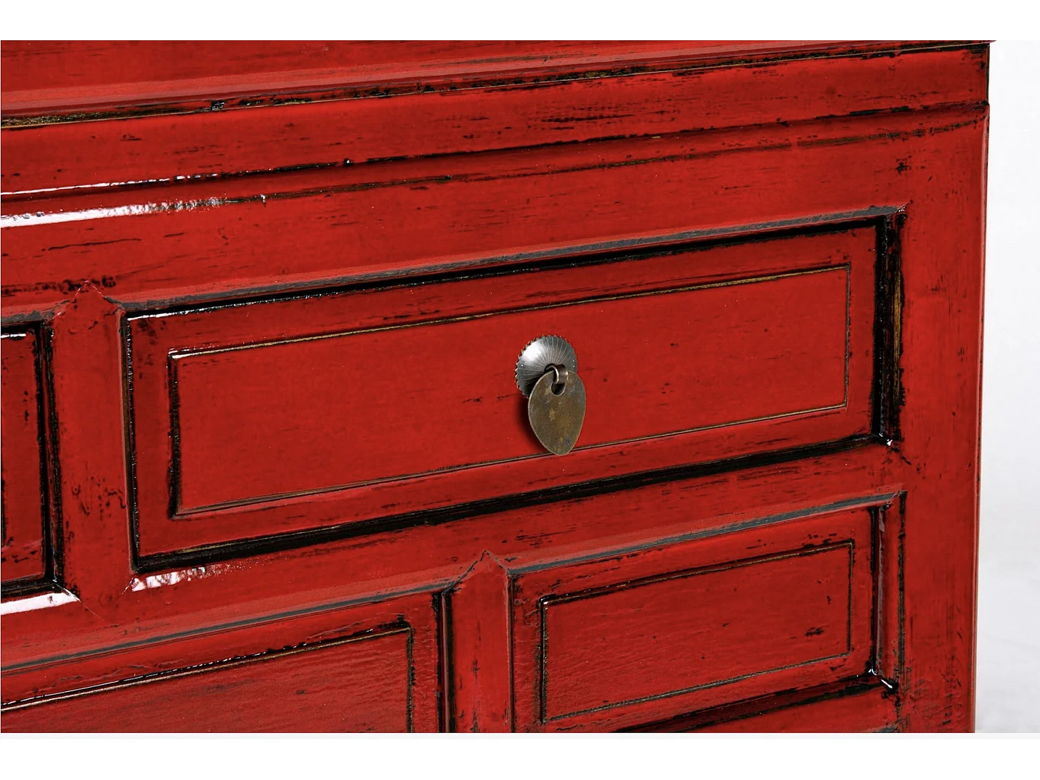 Console en bois d'orme rouge 3 tiroirs Juan 128cm